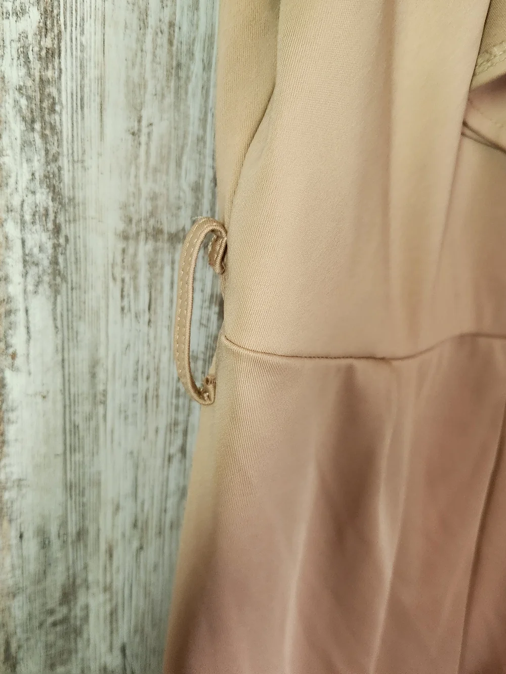 Nude Beige One-Shoulder Asymmetrical Ruffle Wide-Leg Jumpsuit Size Large